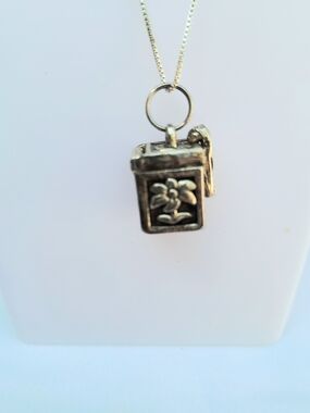 Vintage Prayer Box Sterling Silver 925 Italy With Necklace